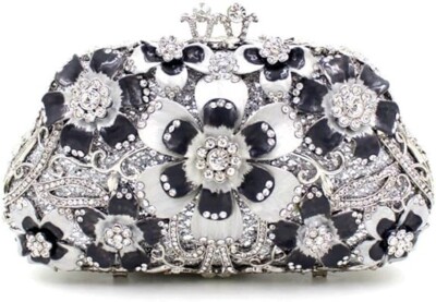 Women Floral Wedding Evening Clutch Bag Vintage Crystal Party Bag Elegant Clutch