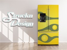 Wave Green Yellow Fridge Freezer Wrap Side Door Vinyl Decal