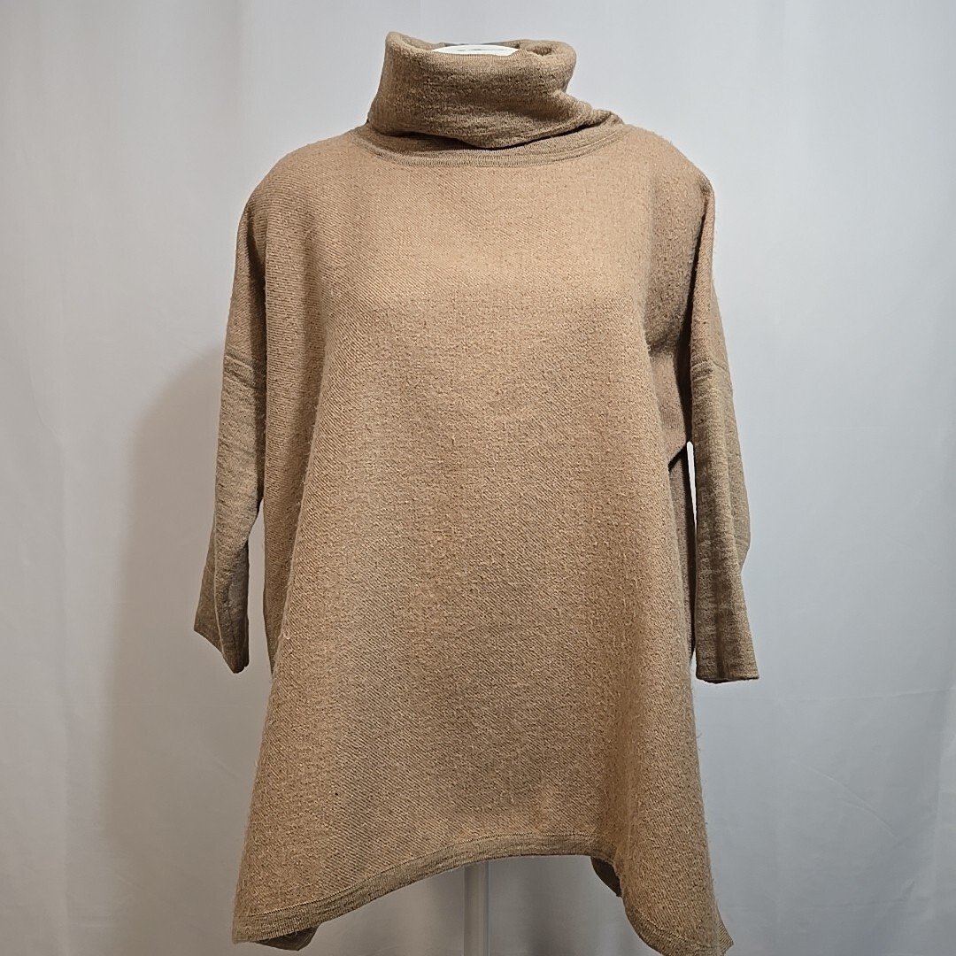 Cuyana Turtleneck Sweater Womens Petite 100% Baby Alpaca Oversized Camel  Boxy