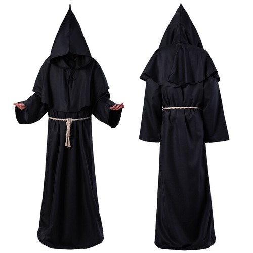 Adult Medieval Monk Friar Hooded Robe Cloak Wizard Priest Cosplay Stage Costume - Picture 21 of 28