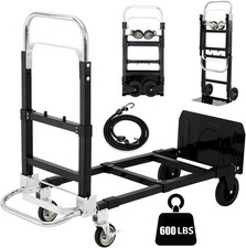 SST Upgraded Folding Hand Truck Dolly Cart, 600 LB Heavy Duty Luggage Cart, 3...