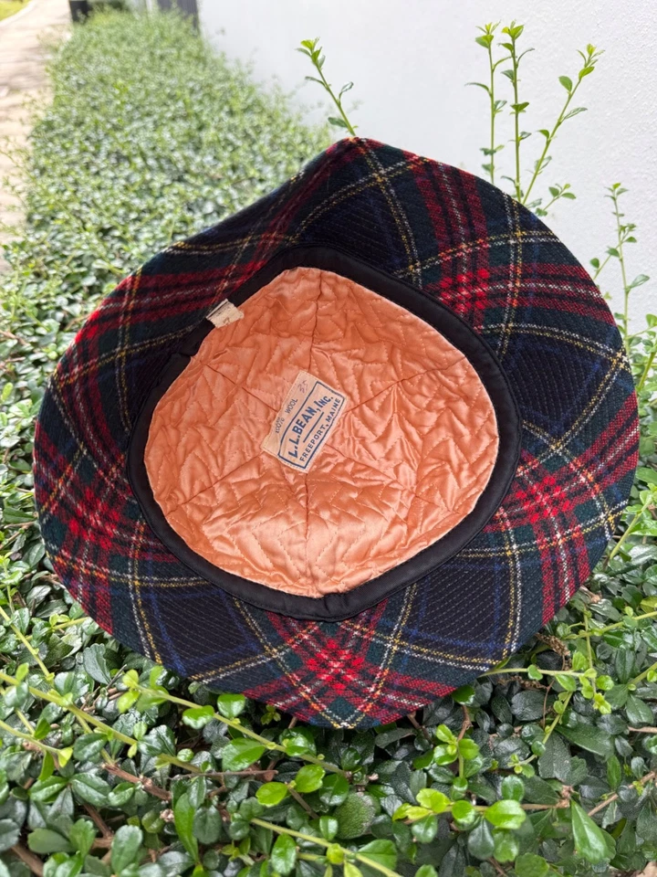 Vintage 1960s L.L. Bean Tartan Wool Bucket Hat - Quilted Winter Cap - Image 4 of 4