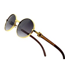 Round Sunglasses Gold Frame Men's Fashion Shades Retro Vintage UV400 Protection