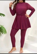 Damen Burkini Badeanzug Hose Langarmshirt Muslimisches Anzug Schwimmanzug Gr 48