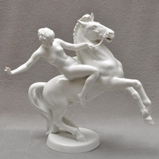 Rosenthal Selb Amazone zu Pferd Anton Grath 1918 Große Ausformung 37 cm hoch (!)