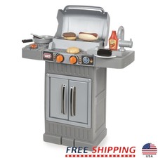 Kids BBQ Grill Playset 8-Piece Pretend Play Outdoor Cooking Toys Ages 2 Kitchen