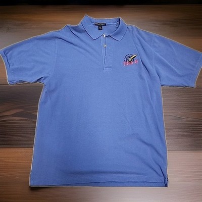 Titan-B Logo Blue Knit Cotton Polo Shirt Mens XL