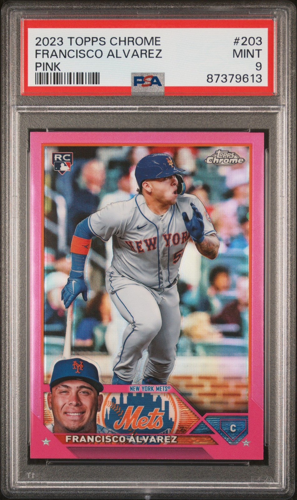 Francisco Alvarez 2023 Topps Chrome Pink Refractor RC #203 PSA 9
