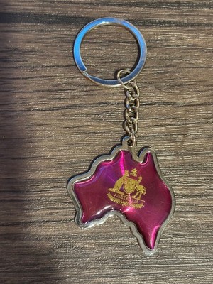 Australia Souvenir Metal Key Ring with Purple Map Keychain