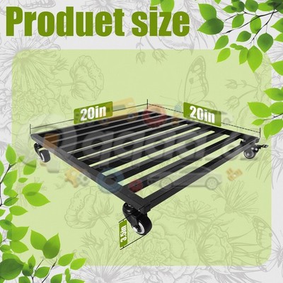1* 20''*20'' Black Metal Rolling Heavy Duty Plant Caddy with Wheels Plant Stand