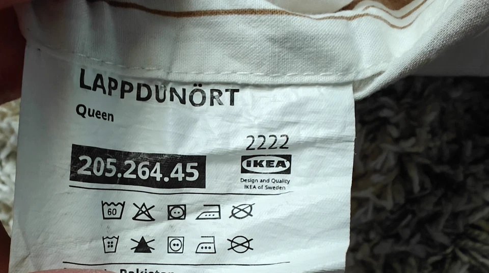 Funda de Almohada IKEA LAPPDUNORT, Blanco/Marrón/Rayas, 50x60 cm, 20"x27" Foto 3 de 3