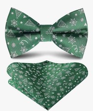 Christmas Bow Tie for Men and Pocket Square Set Xmas Pre Tied Bowties Festiva...