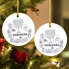 Personalized Hanukkah Elements Christmas Ornament, Gift for Jewish Family