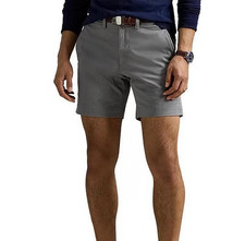 Polo Ralph Lauren Mens 38 Stretch Classic Fit 7" Shorts Grey w/ Blue Pony NWT