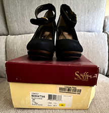 Sofft Manhattan Suede Round Toe Ankle Strap Buckle Pump Stiletto 7.5M EU38.5