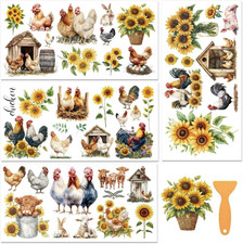 4 Sheets Farm Rub on Transfers for Furniture and DIY Crafts Chicken Rub on Trans
