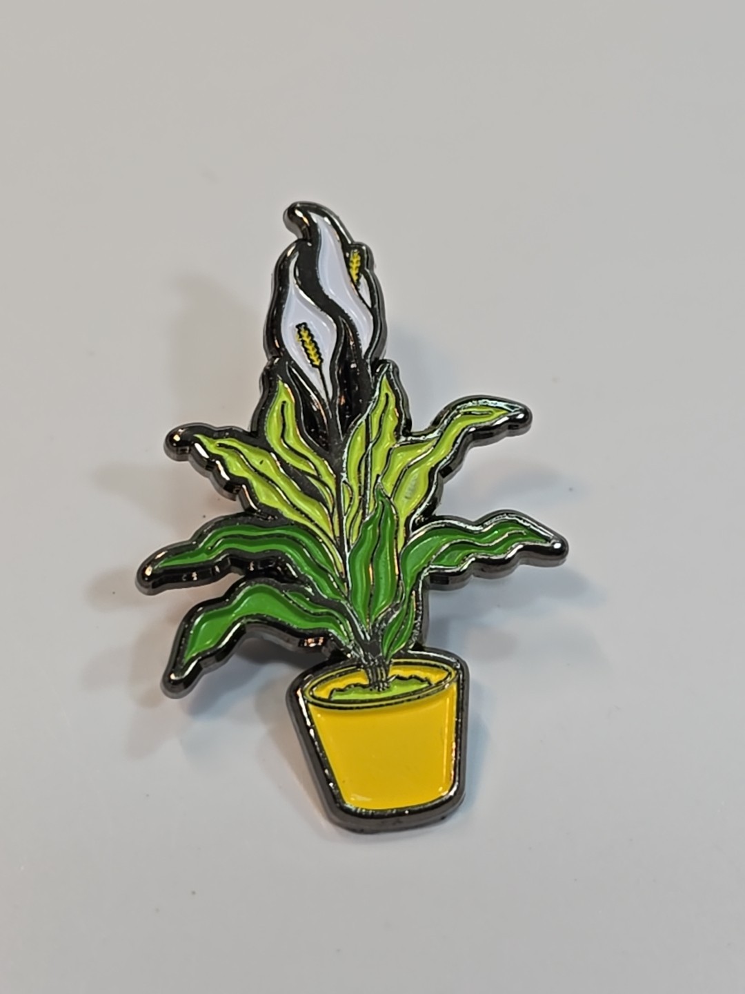 Plant Lapel Pin Peace Lilly Yellow Pot