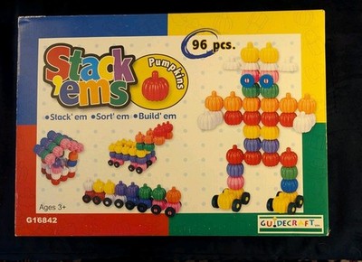Guidecraft Stack'ems Pumpkins 96 Piece Set Manipulative Building Toy STEM