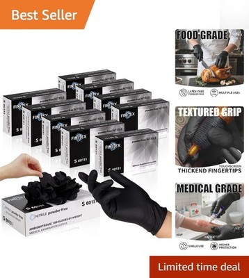Ambidextrous Black Nitrile Disposable Gloves - 3mil, Powder Free & Textured Grip