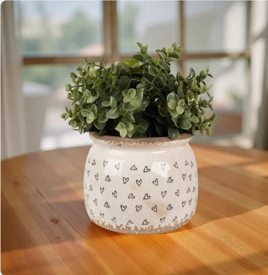 Blumentopf Übertopf Keramik Herz glasiert Clayre & Eef 16x13cm Clayre & Eef - Bild 1 von 3