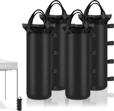 4 Sand Bags for Weight, Heavy Duty Sandbags Canopy Legs, Extra Black 