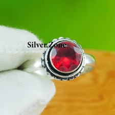 Garnet Gemstone 925 Sterling Silver Handmade Jewelry Ring Size 5 to 13