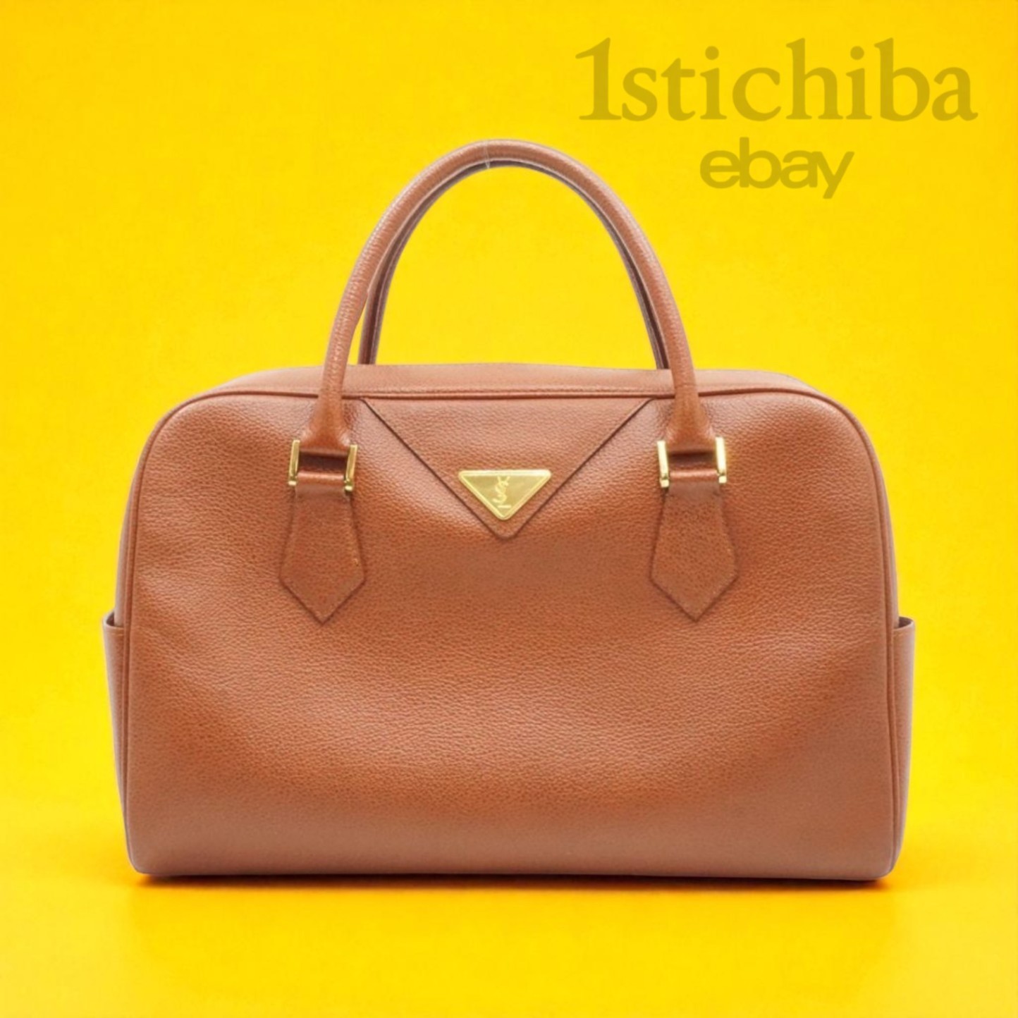 Borsa Yves Saint Laurent Vintage Mini Boston Pelle Marrone Logo YSL Usata