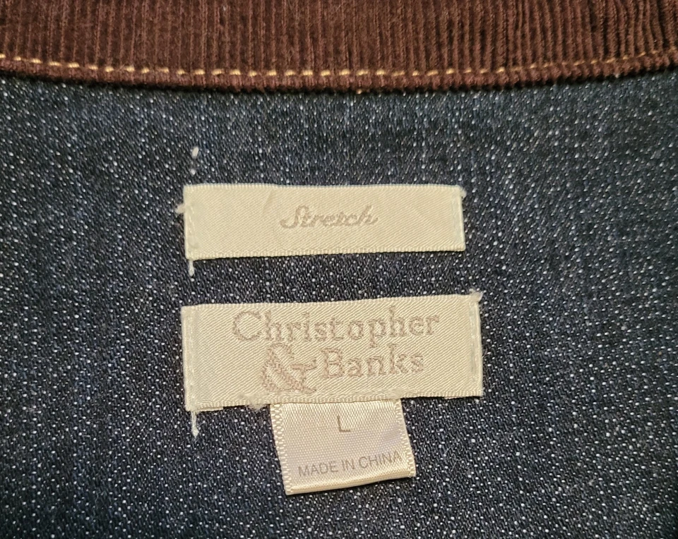 Christopher & Banks Chore Barn Jacket Womens L Denim & Corduroy Country Western - Image 4 of 4