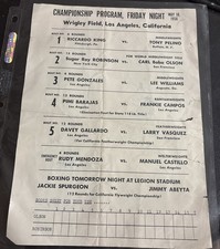 1956 BOXING PROGRAM SCORECARD Sheet Sugar Ray Robinson California 8x10