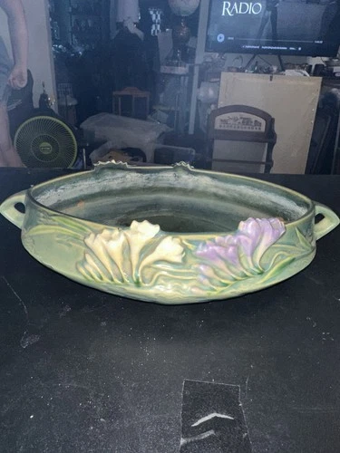 Vintage MCM Roseville Freesia 466-10” Console Oval Bowl U.S.A. 1940s VERY GOOD