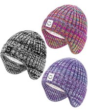 3 Pack Baby Beanie Hats with 6-24 Months Mix Pink mix Purple mix Black
