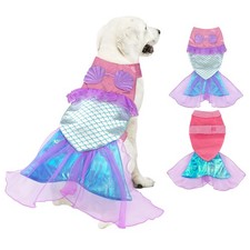 Mermaid Dog Halloween Costume Dog Costume for Small Medium Dogs, Sparkly Pet
