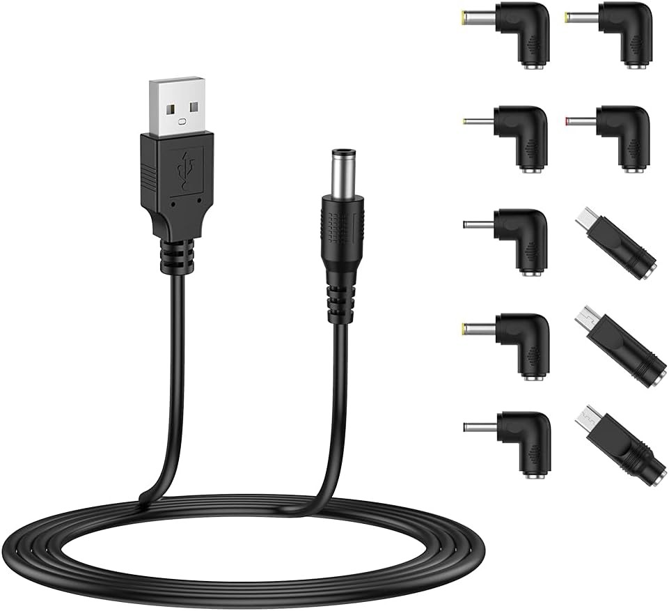 LIANSUM USB to DC 5V Power Cord, Universal DC 5.5x2.1mm Plug Jack Charging Cabl