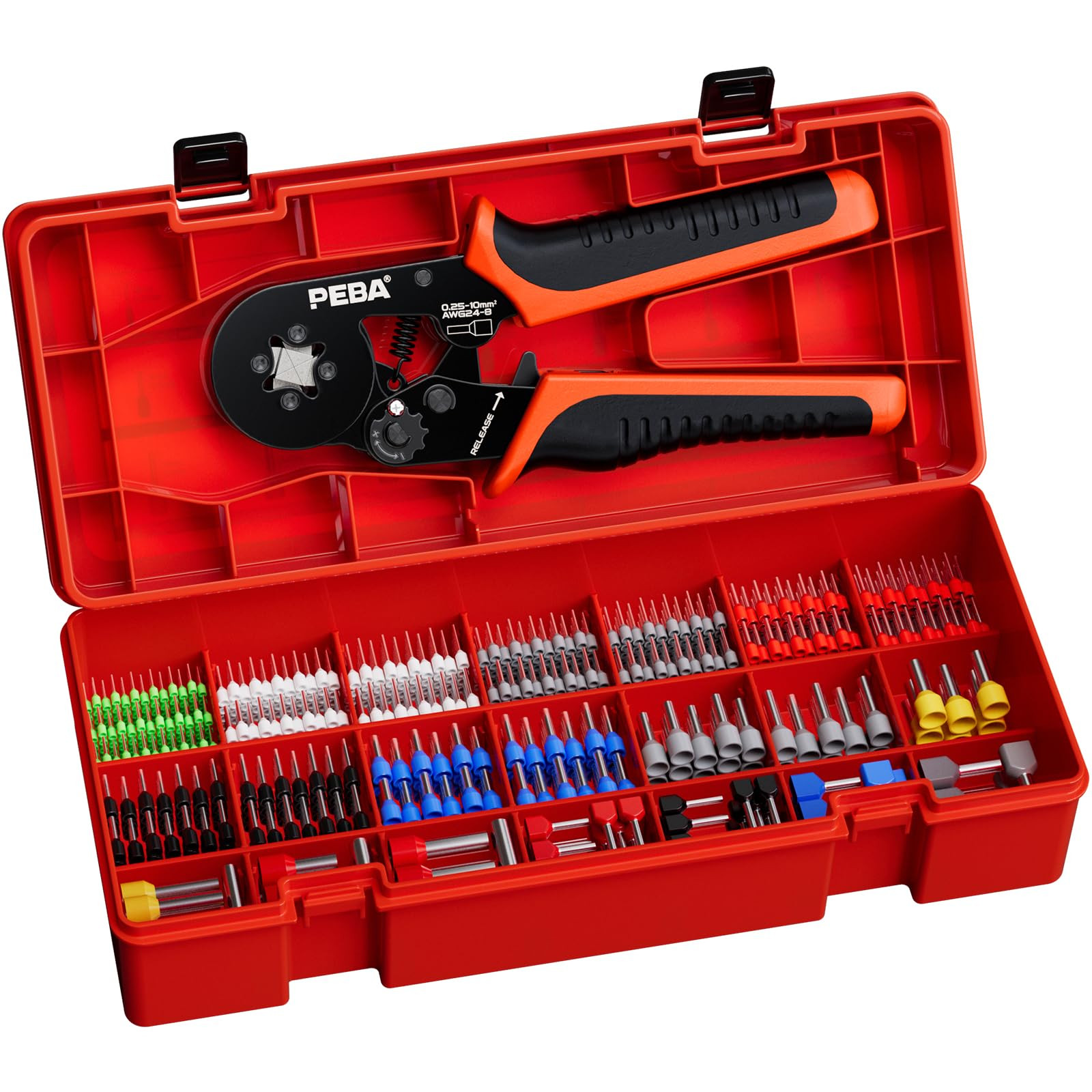 Set Crimpatrice PEBA 0.08-10mm²: Kit 2100 Capicorda per Fai-da-Te