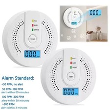 2x Carbon Monoxide Alarm Smoke Detector Carbon Monoxide Detector Fast Response