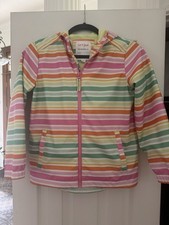Cat Jack Girls Hooded Lined Full Zip Jacket Multicolor Striped M 8