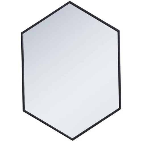 Elegant Decor Eternity 34" x 24" Hexagonal Metal Frame Mirror in Black - Picture 1 of 12