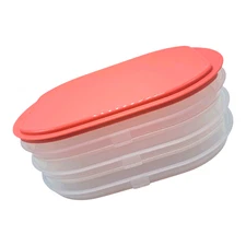 Tupperware Fridge Stackable 4 Piece Deli Keeper Meat/Cheese Set Coral Guava