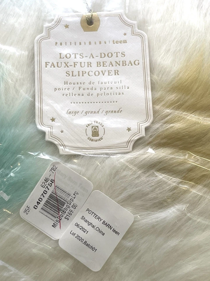 Pottery Barn Kids Beanbag Slipcover 41” piel sintética muchos puntos pastel polka NUEVO Foto 3 de 4