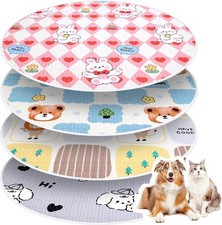 4 Pack Round Whelping Pads Washable Waterproof Reusable Puppy Pee Pad Floor Mat