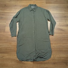 Uniqlo Maxi Button Up Dress Womens XS Green Linen Blend Oversize Lagenlook Boho
