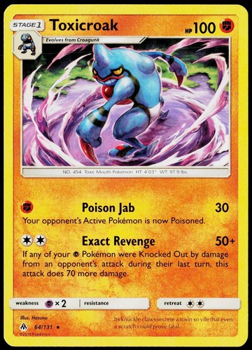 Toxicroak 64/131 Rare Forbidden Light Pokemon Near Mint