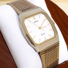 SEIKO 3255 Dolce Timepiece Tungsten Carbide Gold Dress Watch Quartz Genuine