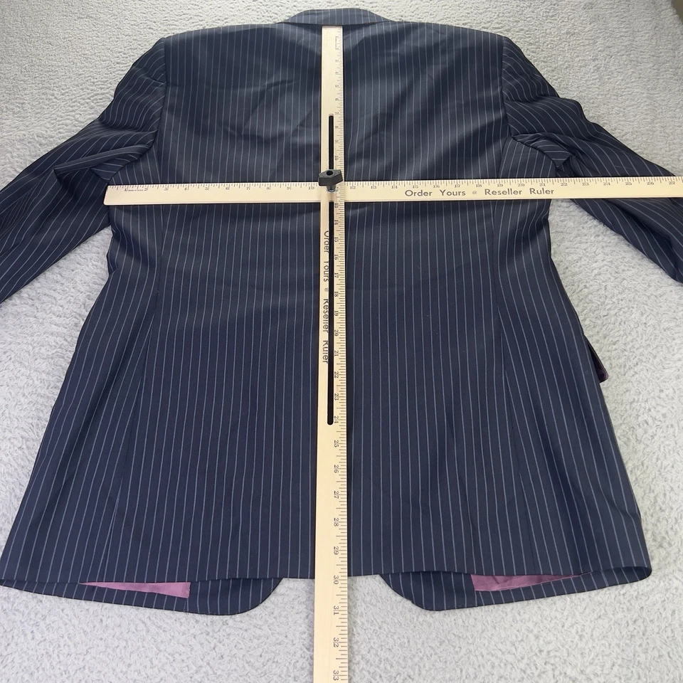 Jaqueta Etro Milano Masculina 52 Casaco Esportivo Listrado Azul Blazer 2 Botões Lã Itália - Imagem 3 de 4