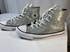 Converse Chuck Taylor All Star High Top Silver Glitter Kids Sneakers US 5.5
