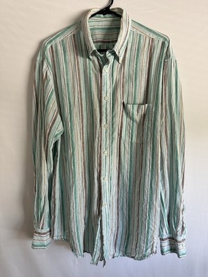 Pedro Del Hierro Linen Button Up Mens XL Striped Long Sleeve Shirt Multicolor