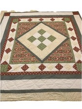 VTG Tulip Floral quilt hand quilted Country Farmcore Cottage Country 85x85