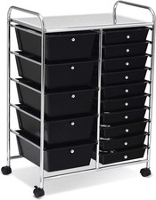15 Drawer Rolling Storage Cart Mobile Utility Cart W/ Lockable Wheels Drawers