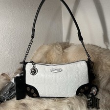 NWT Ed Hardy Shoulder / Crossbody Bag - Embossed Logo Skulls - White Black
