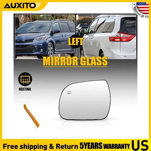 Left Side Rearview Mirror Glass For Toyota Sienna 2011 -2019 Heated Function
